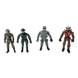 Mixed Military Soldiers Poseable Mini Action Figure Toy Lot Of 4